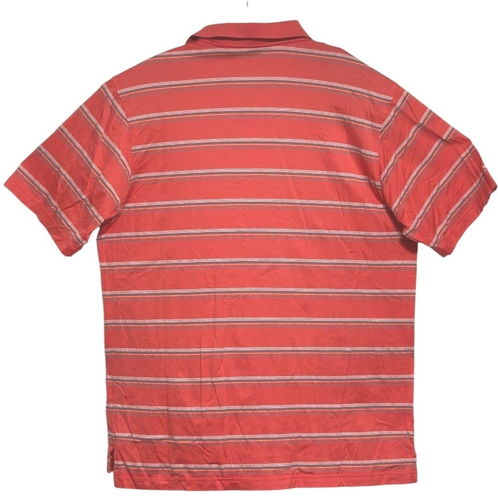 Martin Polo Shirt Men Orange Stripe Short Sleeve Pima Golf Athleisure Dadcore L - Picture 2 of 5